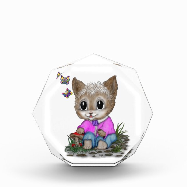 Cute Kitty Cat and Butterfly Photo Block (Front)
