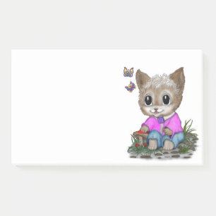 Cute Kitty Cat and Butterfly Post-it Notes