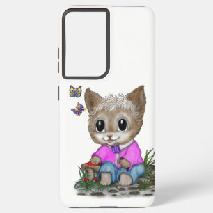 Cute Kitty Cat and Butterfly Samsung Galaxy Case