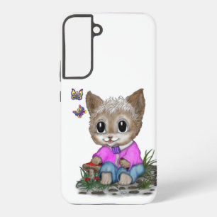 Cute Kitty Cat and Butterfly Samsung Galaxy Case
