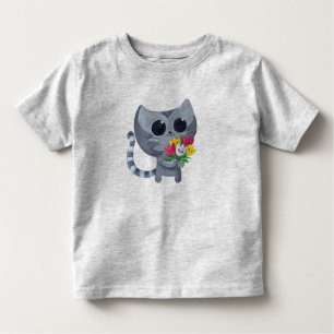 Cute Kitty Cat and flowers Toddler T-Shirt