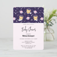 Cute Kitty Cat Astronauts Pattern Baby Shower
