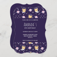 Cute Kitty Cat Astronauts Pattern Birthday