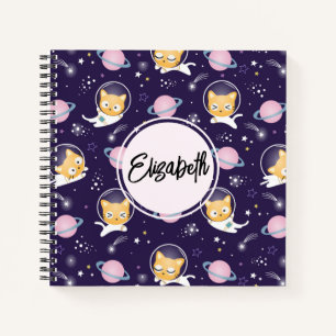 Cute Kitty Cat Astronauts Pattern Notebook