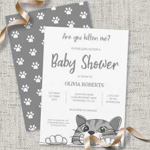 Cute Kitty Cat Baby Shower Gender Neutral Invitation