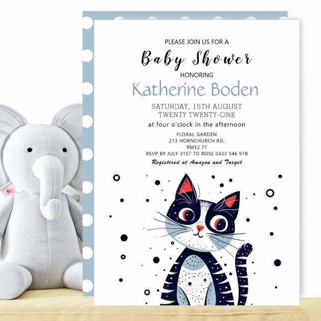 Cute Kitty Cat Baby Shower Invitation (Creator Uploaded)