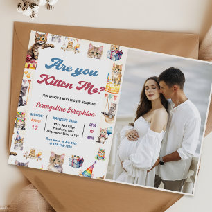 Cute Kitty Cat Baby Shower Party Photo Invitation