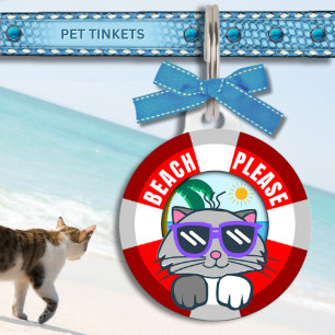 Cute Kitty Cat Beach Please Pet Tag