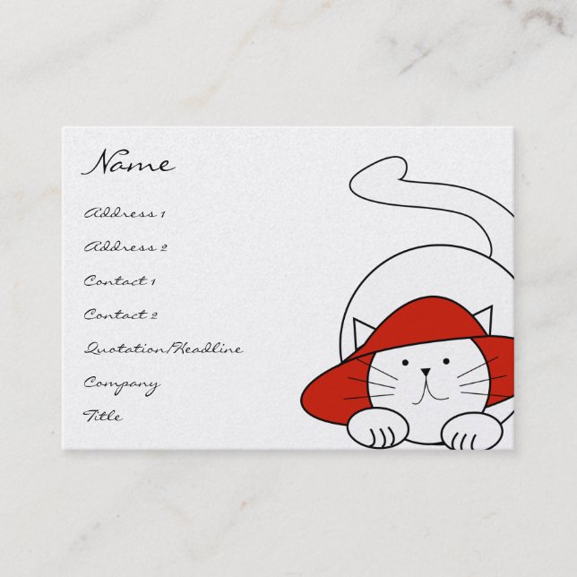 Cute Kitty Cat Business Cards Red Hat (Front)