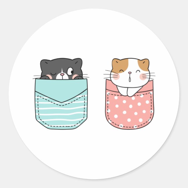 Cute Kitty Cat Classic Round Sticker (Front)