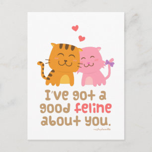 Cute Kitty Cat Feline Love Confession Pun Humour Postcard
