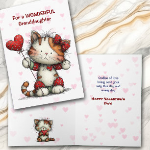 Cute Kitty Cat Granddaughter Valentine Card