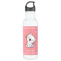 Cute Kitty Cat & Heart on Pink