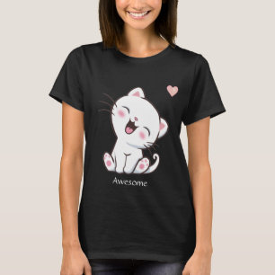 Cute Kitty Cat & Heart T-Shirt