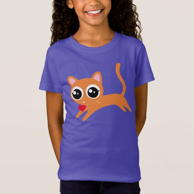 Cute Kitty Cat Heart Thief T-Shirt (Front)