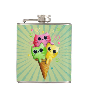 Cute Kitty Cat Ice Cream Hip Flask