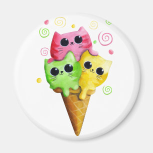 Cute Kitty Cat Ice Cream Magnet