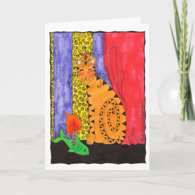 Cute Kitty Cat Illustration Happy Birthday Card (Front)