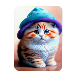 Cute Kitty Cat in a Hat OWN ART Adorable KITTEN Magnet