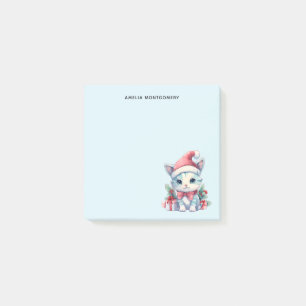 Cute Kitty Cat in a Santa Hat Christmas Post-it Notes