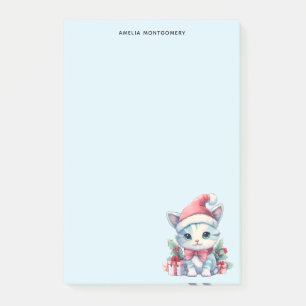 Cute Kitty Cat in a Santa Hat Christmas Post-it Notes