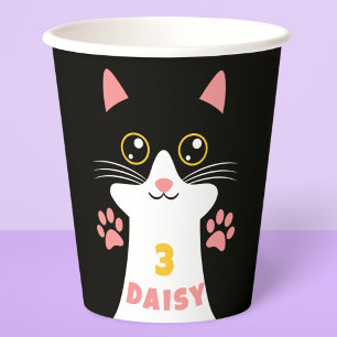 Cute Kitty Cat Kid's Birthday Party Paper Cups