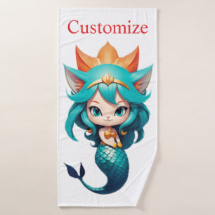 Cute Kitty Cat Mermaid Thunder_Cove Bath Towel