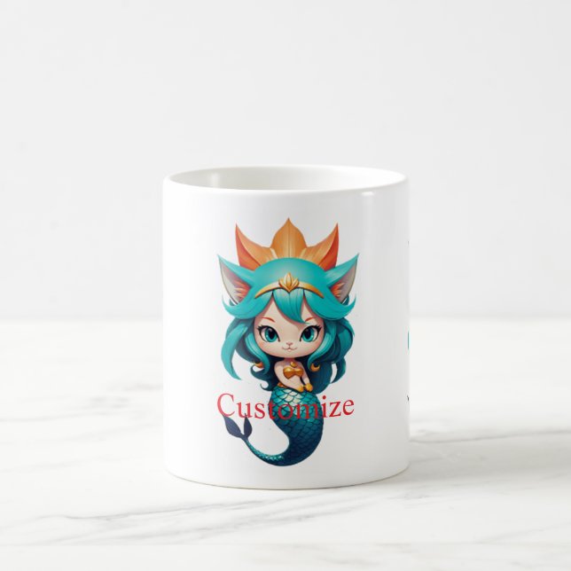 Cute Kitty Cat Mermaid Thunder_Cove Coffee Mug (Center)