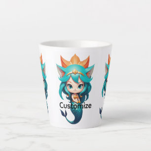 Cute Kitty Cat Mermaid Thunder_Cove Latte Mug