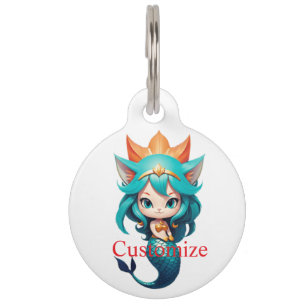 Cute Kitty Cat Mermaid Thunder_Cove Pet Tag