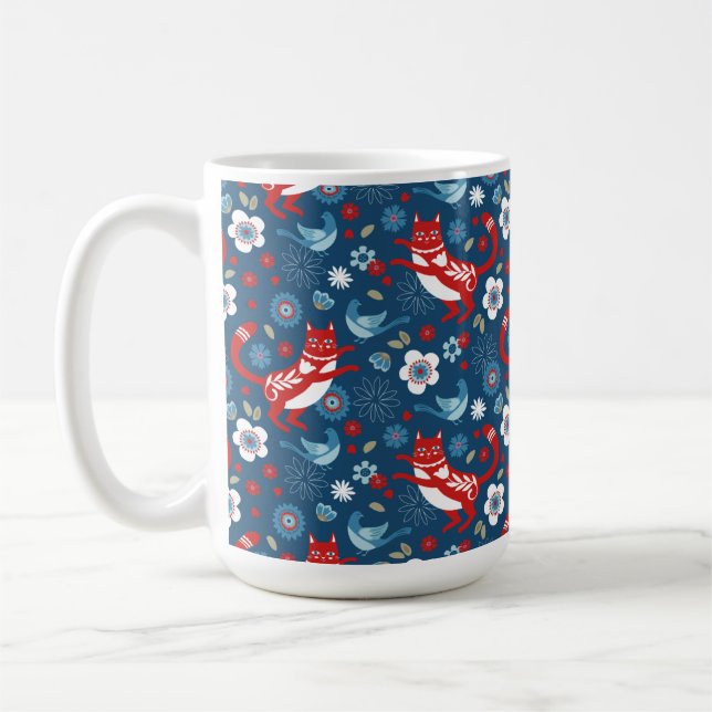 Cute Kitty Cat Pattern Coffee Mug (Left)