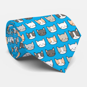 Cute Kitty Cat Pattern On A Blue Tie