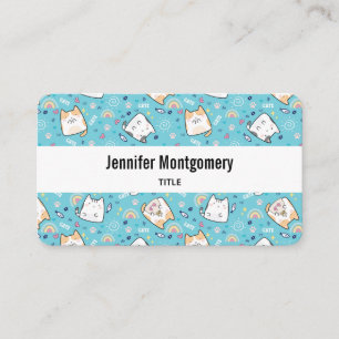 Cute Kitty Cat Pattern Whimsical Business Card