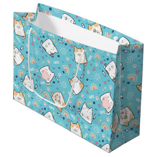 Cute Kitty Cat Pattern Whimsical Large Gift Bag