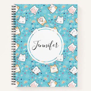 Cute Kitty Cat Pattern Whimsical Notebook