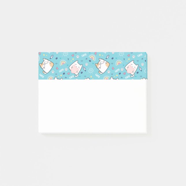 Cute Kitty Cat Pattern Whimsical Post-it Notes (Front)