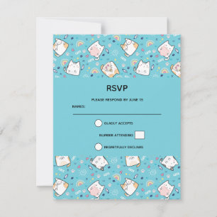 Cute Kitty Cat Pattern Whimsical RSVP Card
