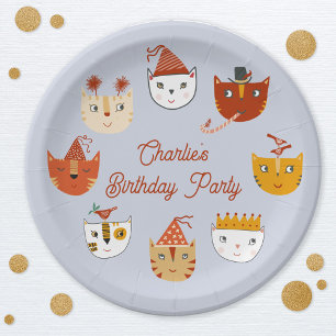 Cute Kitty Cat Personalised Birthday Paper Plate