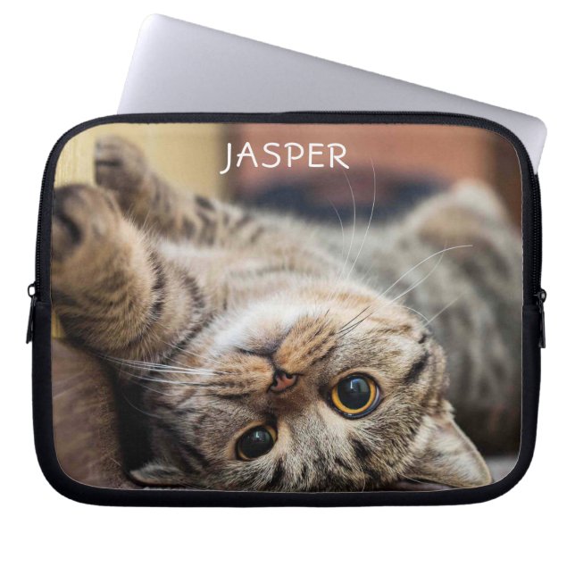 Cute Kitty Cat Personalised Laptop Sleeve (Front)