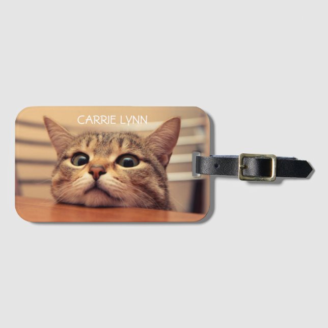 Cute Kitty Cat Personalised Luggage Tag (Front Horizontal)