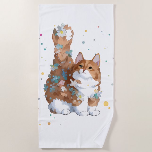 Cute Kitty Cat Pet Animal  Beach Towel (Front)