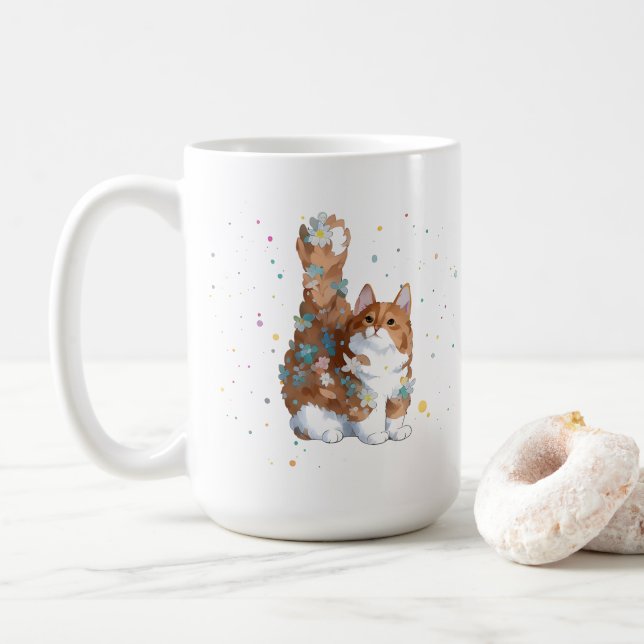 Cute Kitty Cat Pet Animal  Coffee Mug (With Donut)