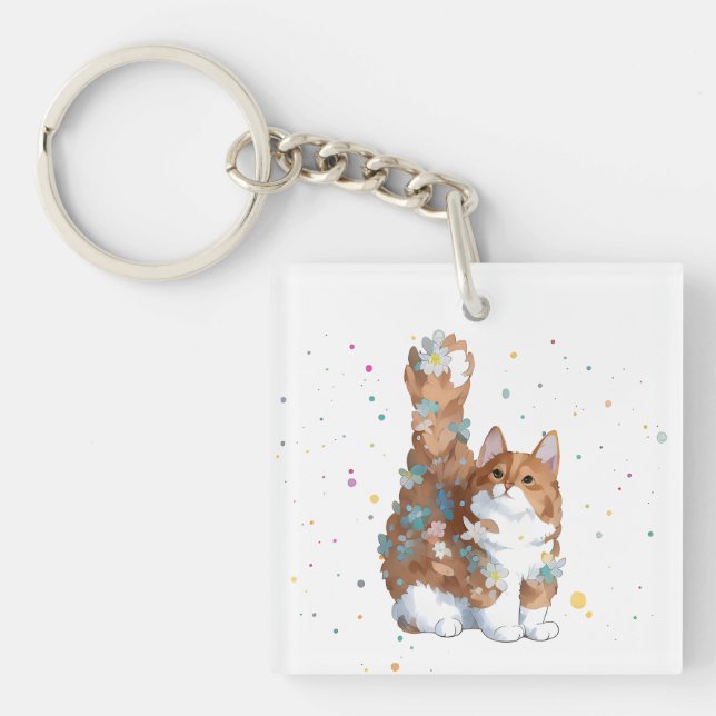 Cute Kitty Cat Pet Animal  Key Ring (Front)