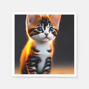 Cute Kitty Cat Sitting Art Napkin