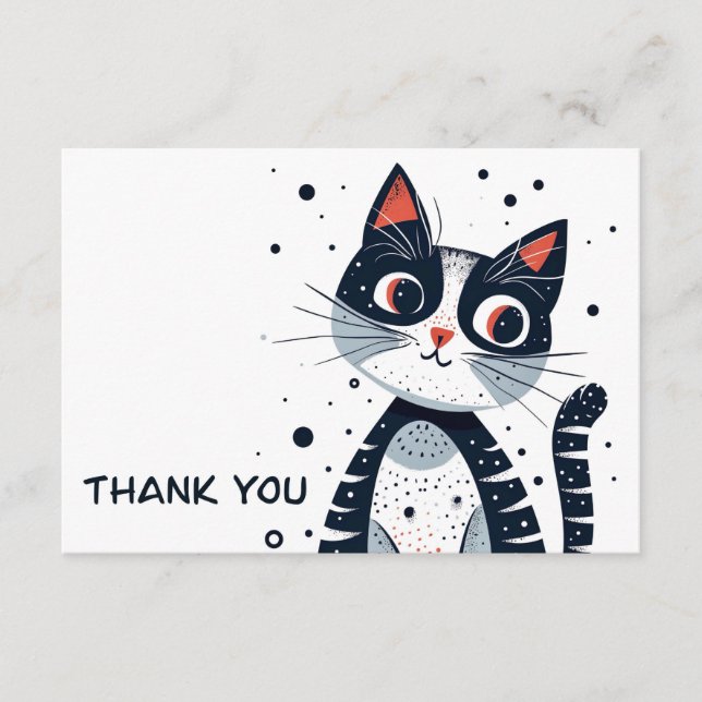 Cute Kitty Cat Thank You Card (Front)