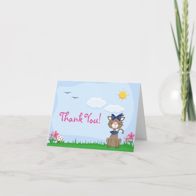 Cute Kitty Cat Thank You Card (Front)