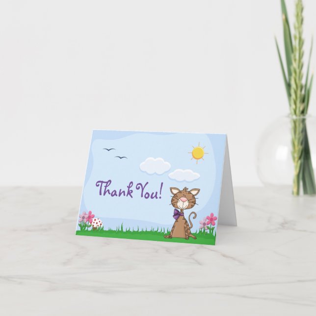Cute Kitty Cat Thank You Card (Front)