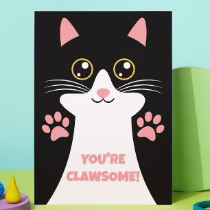 Cute Kitty Cat Themed Kids Birthday Thank you Note Card