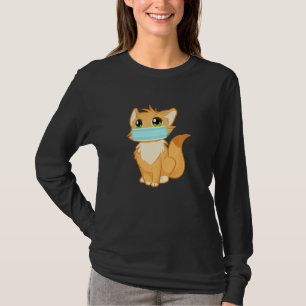 Cute Kitty Cat With Face Mask Funny For Animal Lo T-Shirt