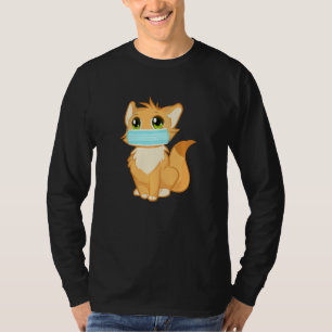 Cute Kitty Cat With Face Mask Funny For Animal Lo T-Shirt